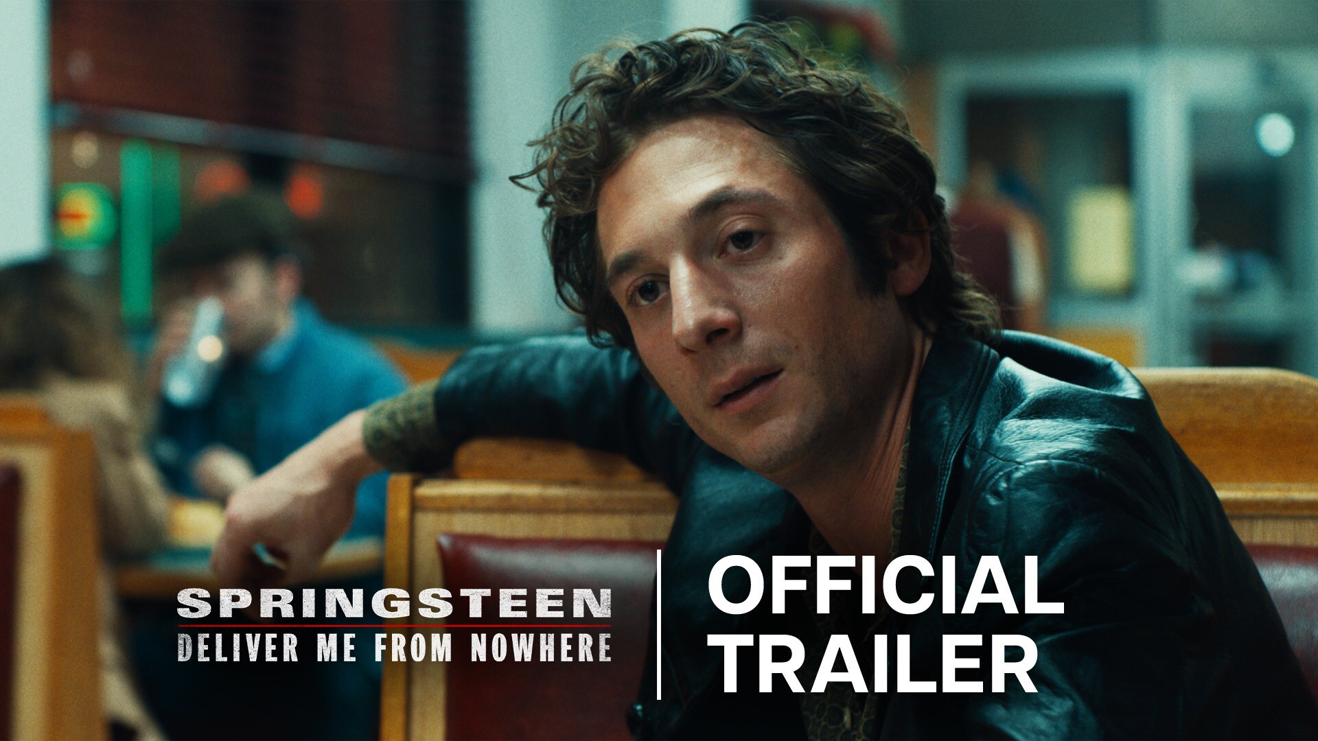 Image of Bruce Springsteen (actor Jeremy Allen White) sitting in a diner | 20th Century Studios | Springsteen: Deliver Me From Nowhere | Official trailer