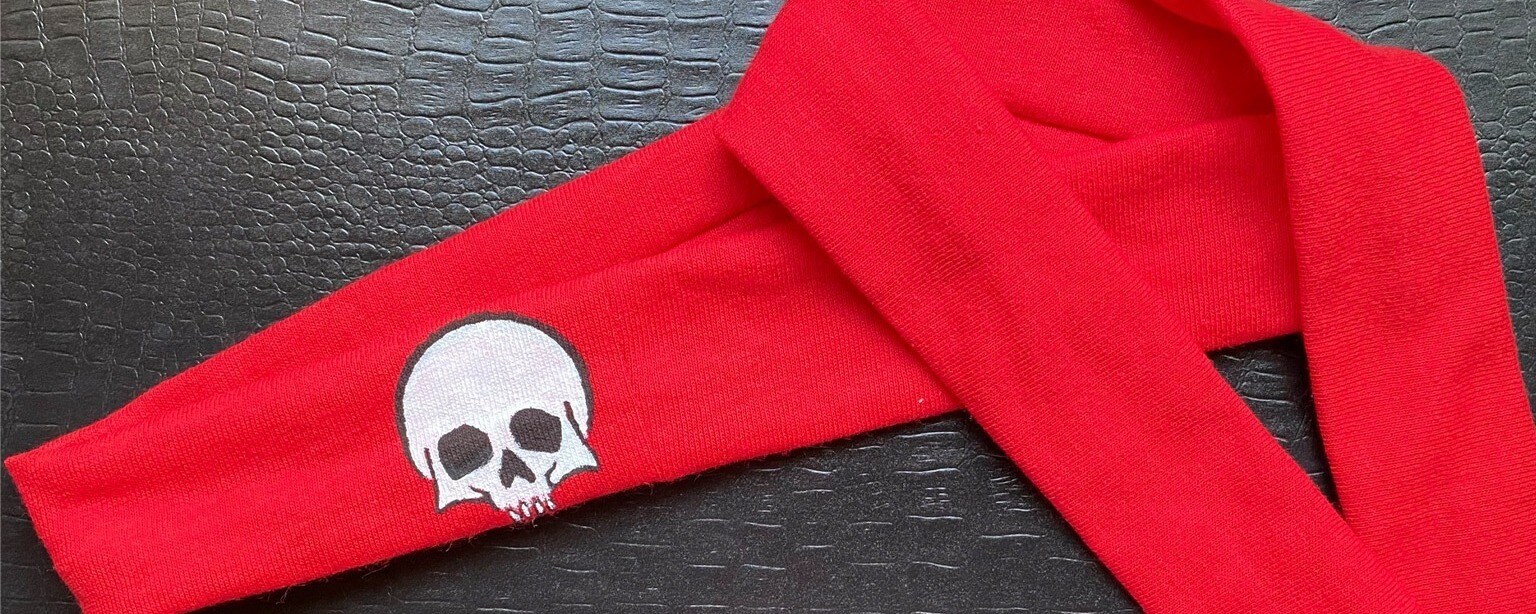 Red headband craft with a skull from Bad Batch