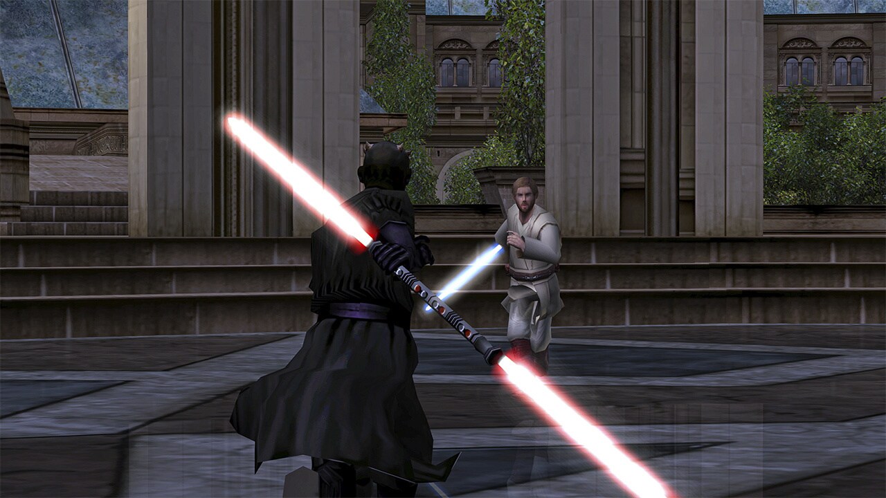 Darth Maul and Obi-Wan on Naboo in Star Wars Battlefront Classic Collection