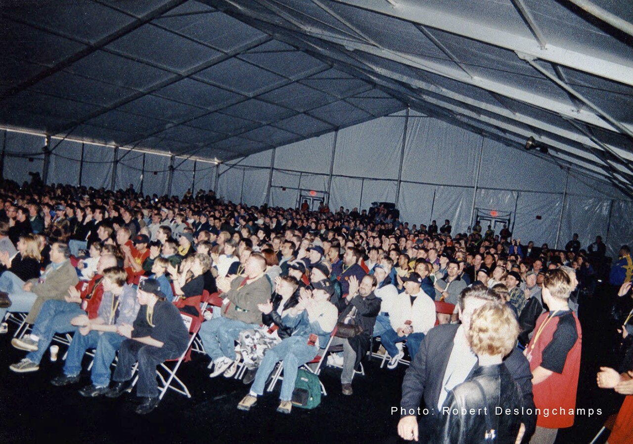 A view of the crowd in the main tent. 
