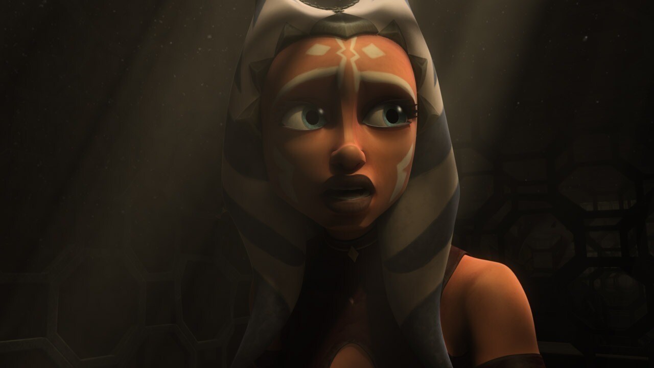 Ahsoka appearing uneasy in the dark