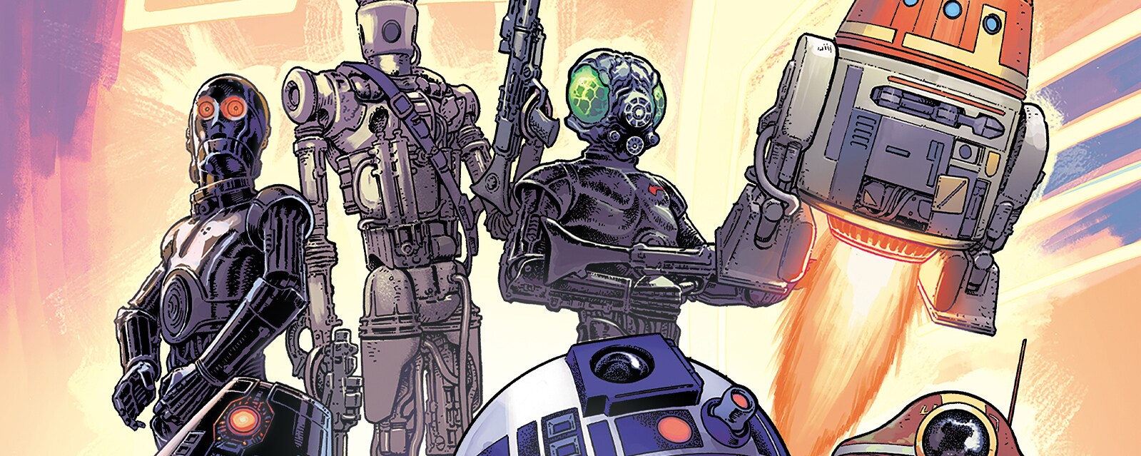 Star Wars: Dark Droids: D-Squad #1 cover featuring R2-D2, BB-8, and others