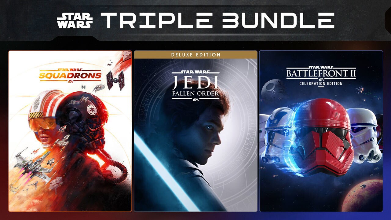 EA Star Wars Triple Bundle artwork - Squadrons, Star Wars Jedi: Survivor and Battlefront II