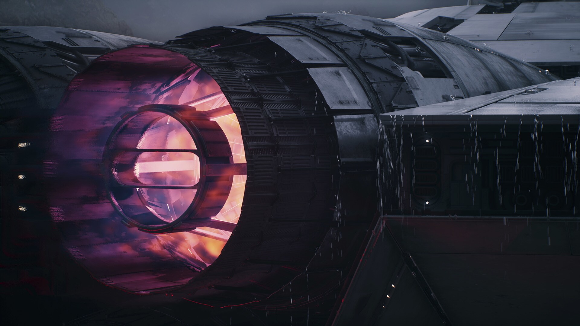 A starship’s engine powers down after a long journey