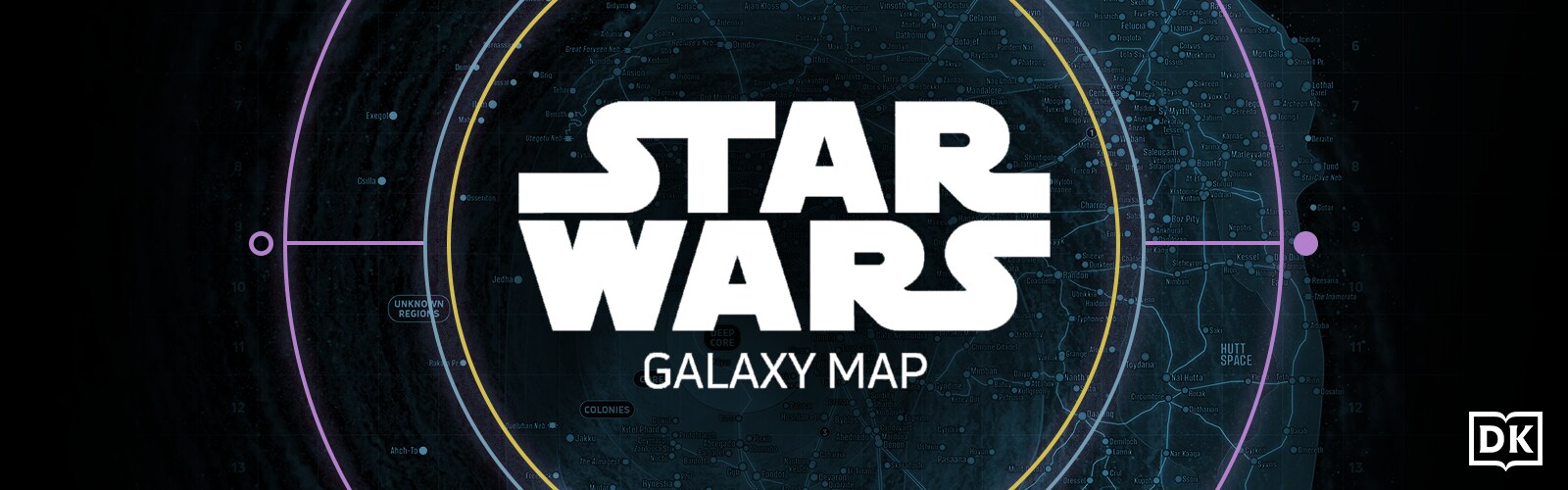 Star Wars Galaxy Map - with starfield, star routes, and DK logo
