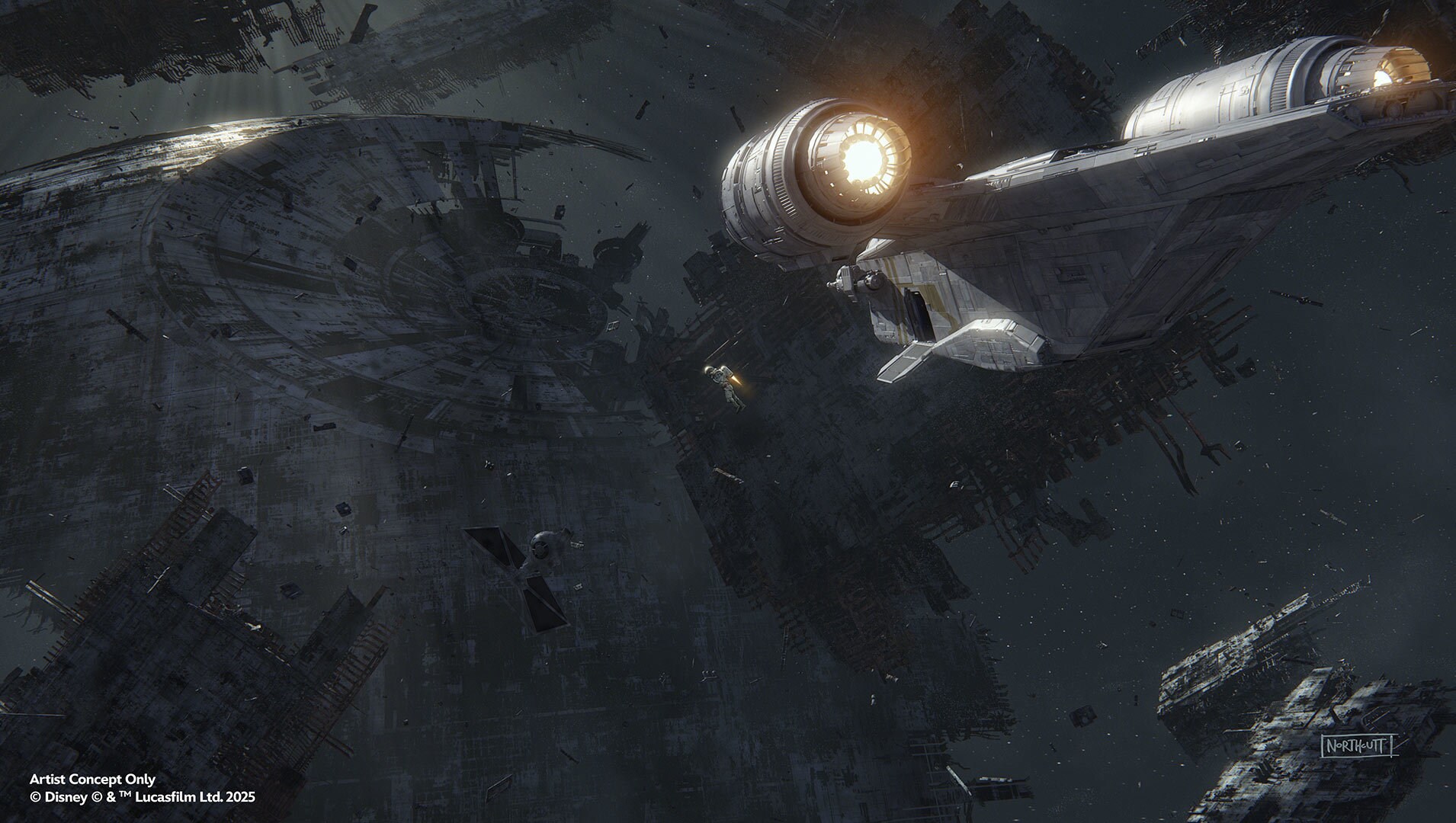 Death Star wreckage in the Millennium Falcon: Smugglers Run.
