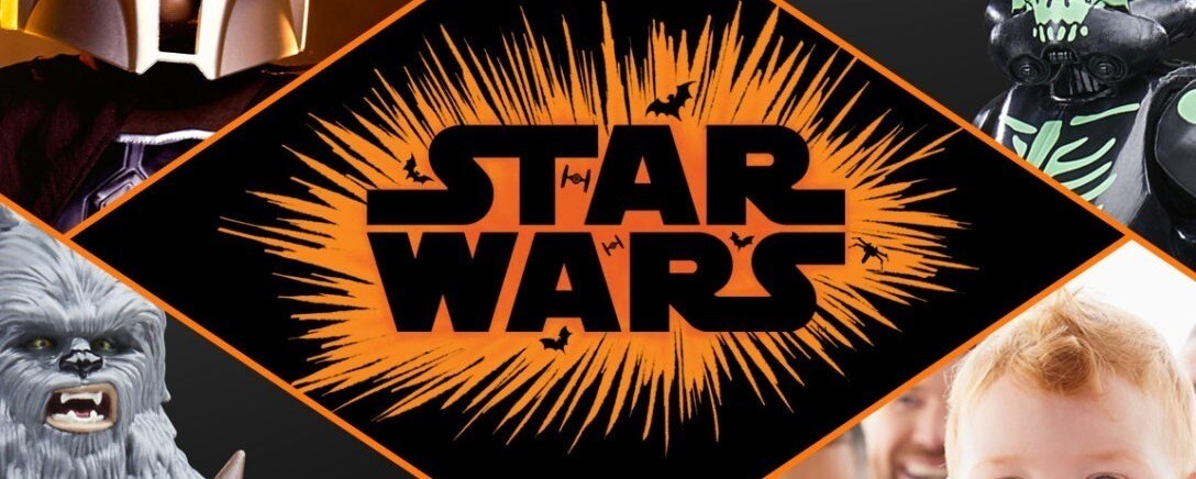Star Wars Halloween products with a Halloween-themed Star Wars logo.