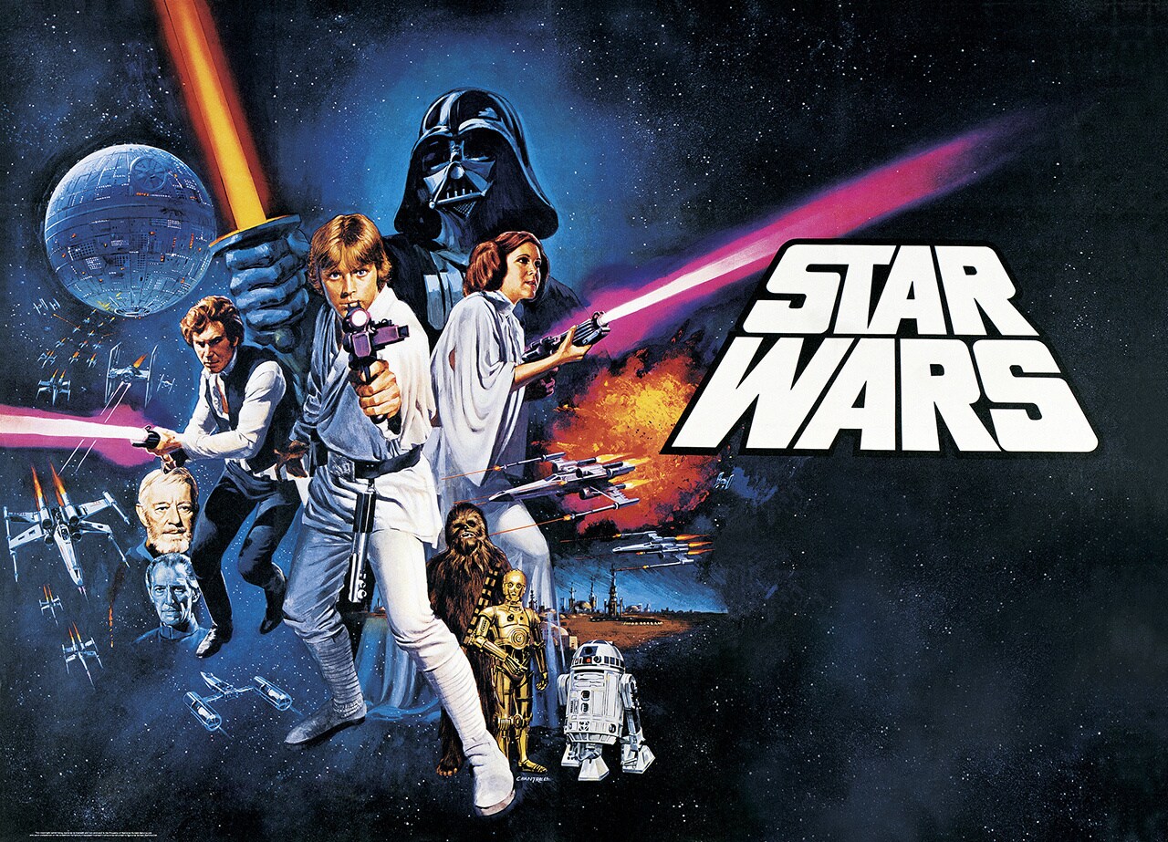 The quad poster for Star Wars: A New Hope used in the United Kingdom in 1978. 