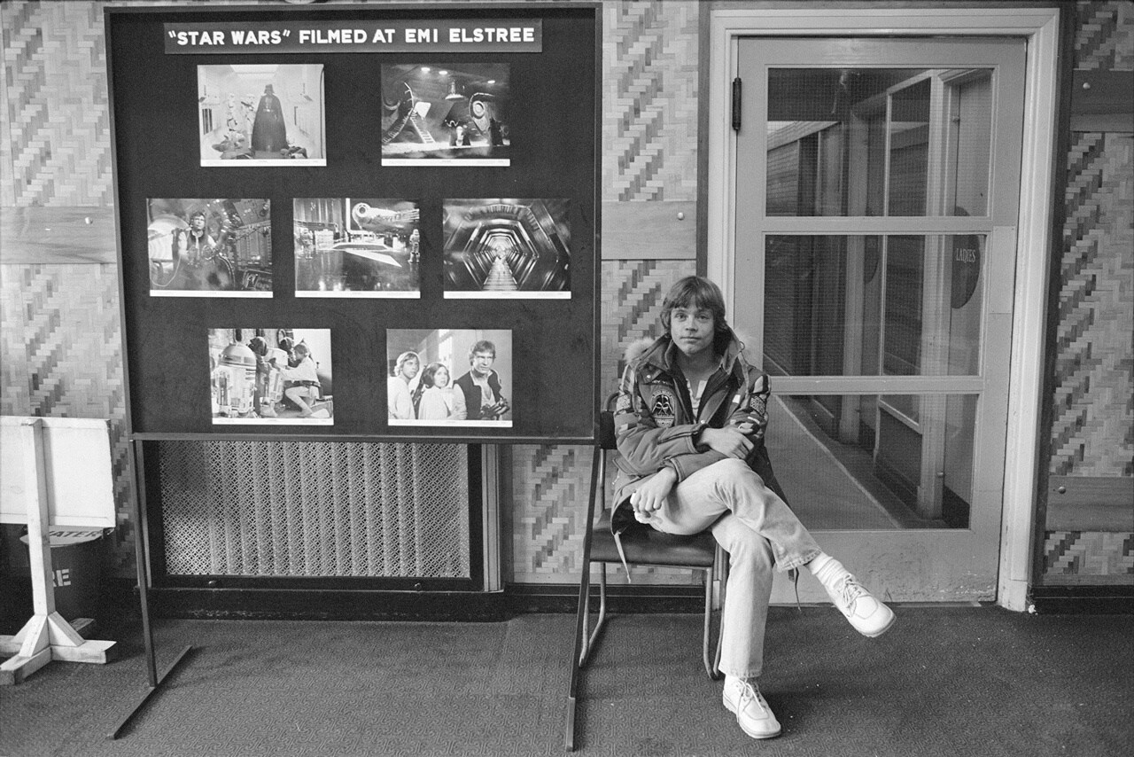 Actor Mark Hamill in the lobby at EMI Elstree Studios during production of Star Wars: The Empire Strikes Back in 1979.