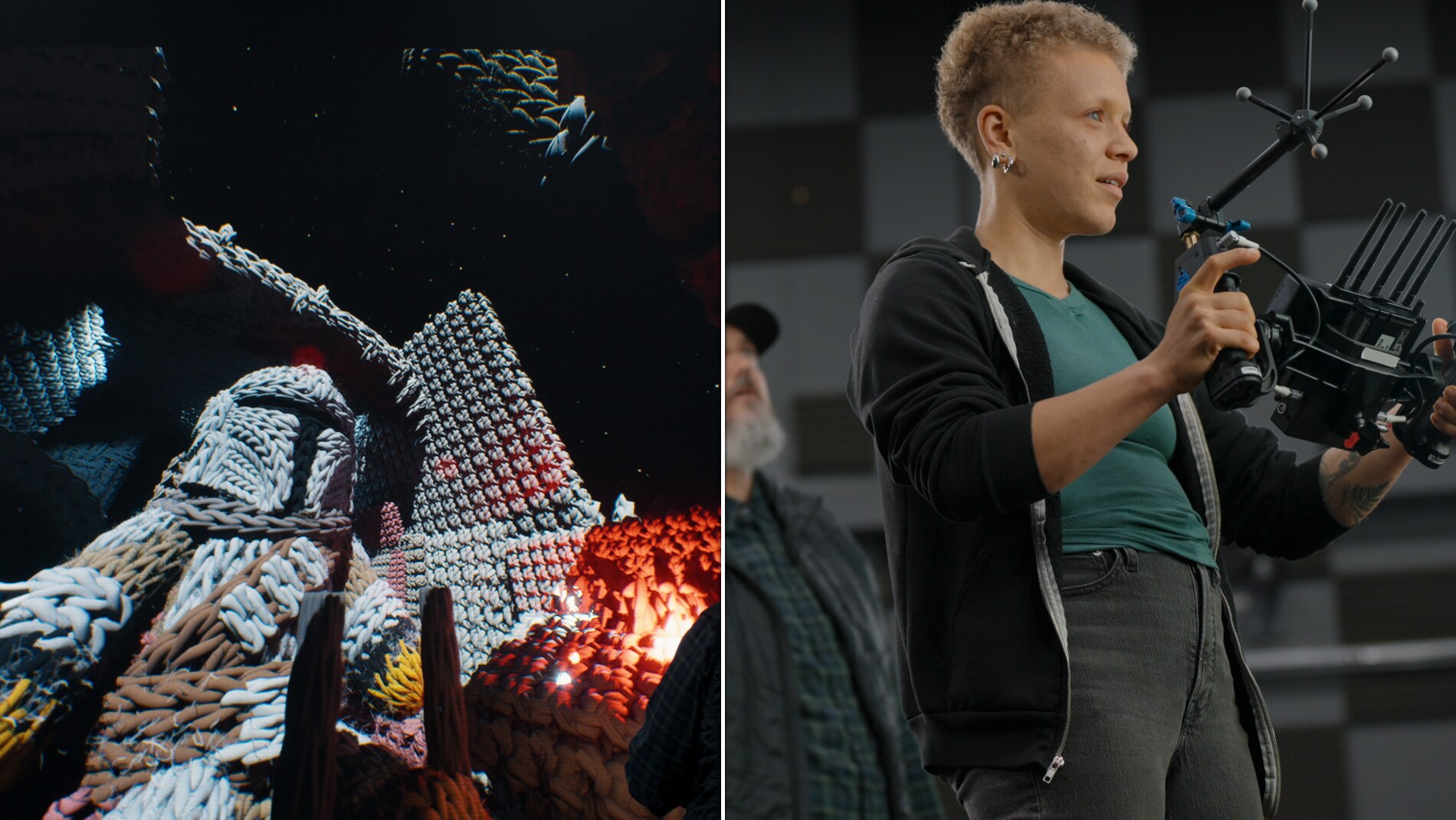 An ILM creative uses real-time tools to move a virtual camera around the Mandalorian's cockpit.