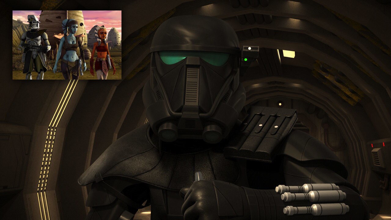 The death trooper commander, DT-F16, is voiced by Jennifer Hale, who has lent her vocal talents t...