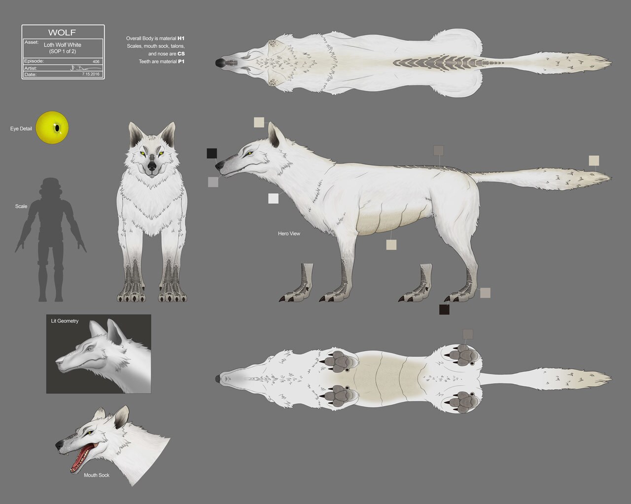 Loth-wolf (white) concept art by John-Paul Balmet.