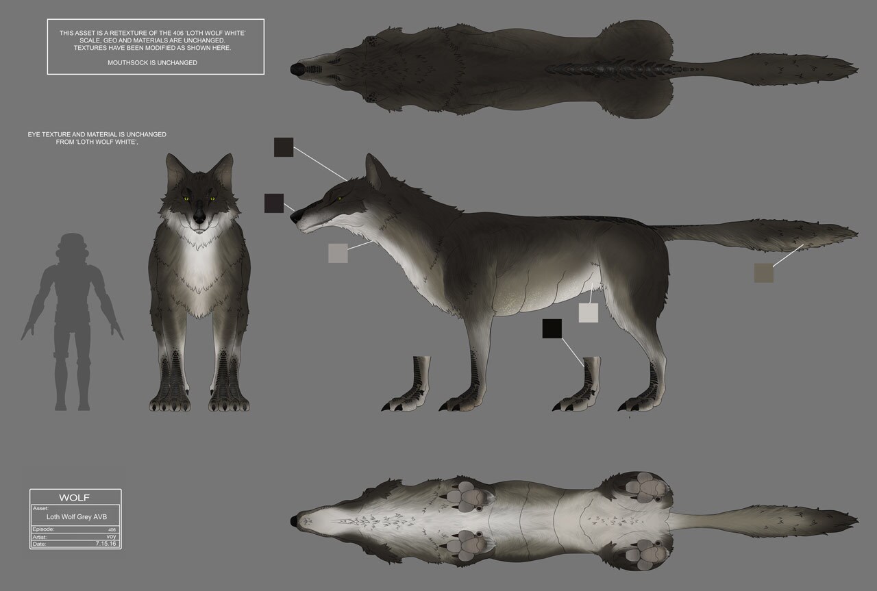 Loth-wolf (grey) concept art by Chris Voy.