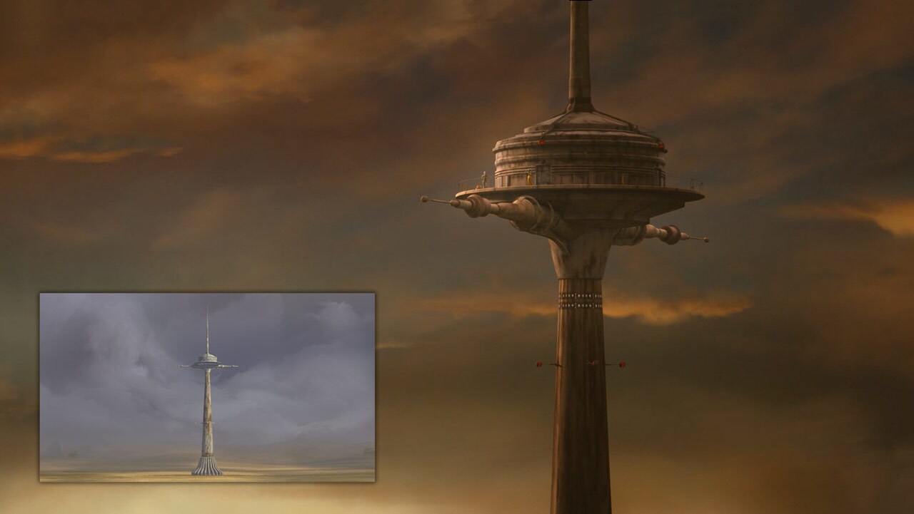 In this episode, Hera and Kanan are based out of Ezra’s communication tower, where the series began.