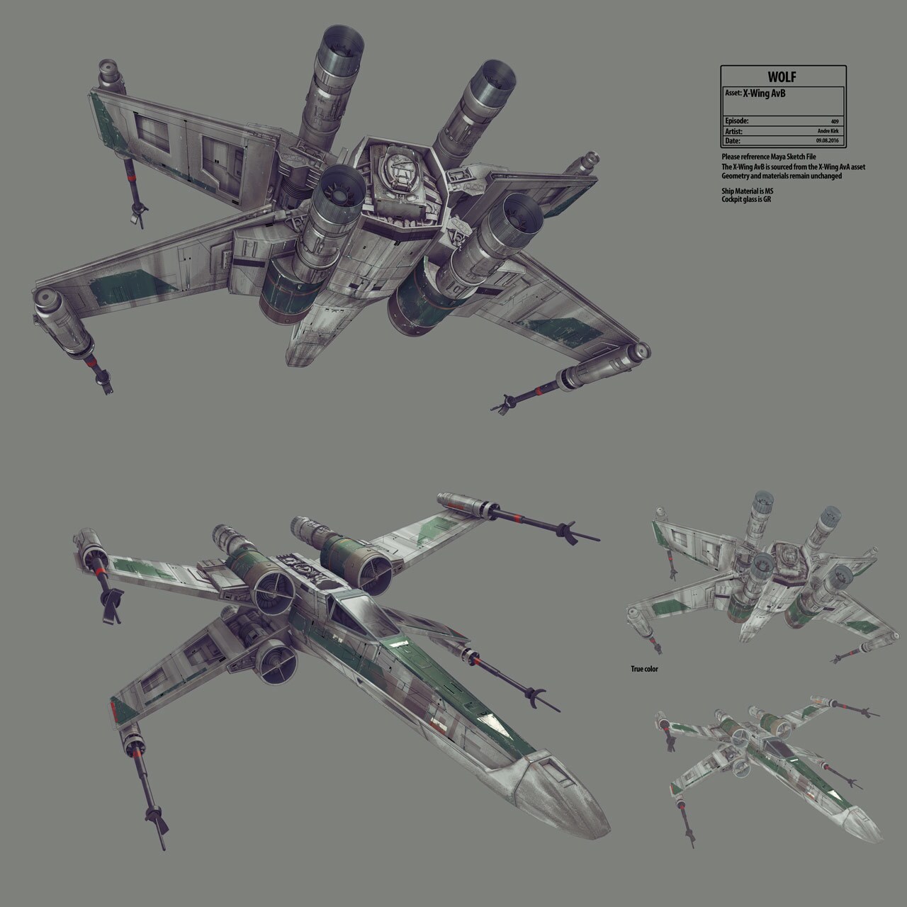 X-wing concept art by Andre Kirk.