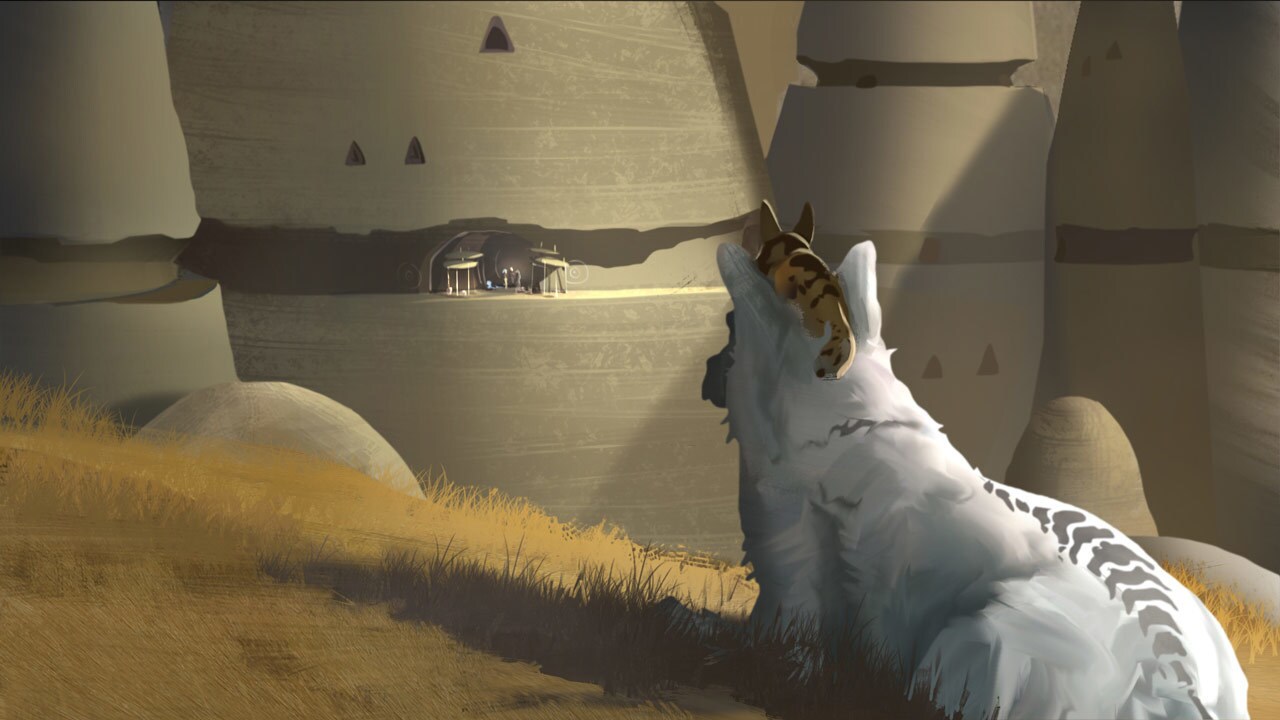 Loth-wolf and Loth-cat lighting concept art by Molly Denmark.