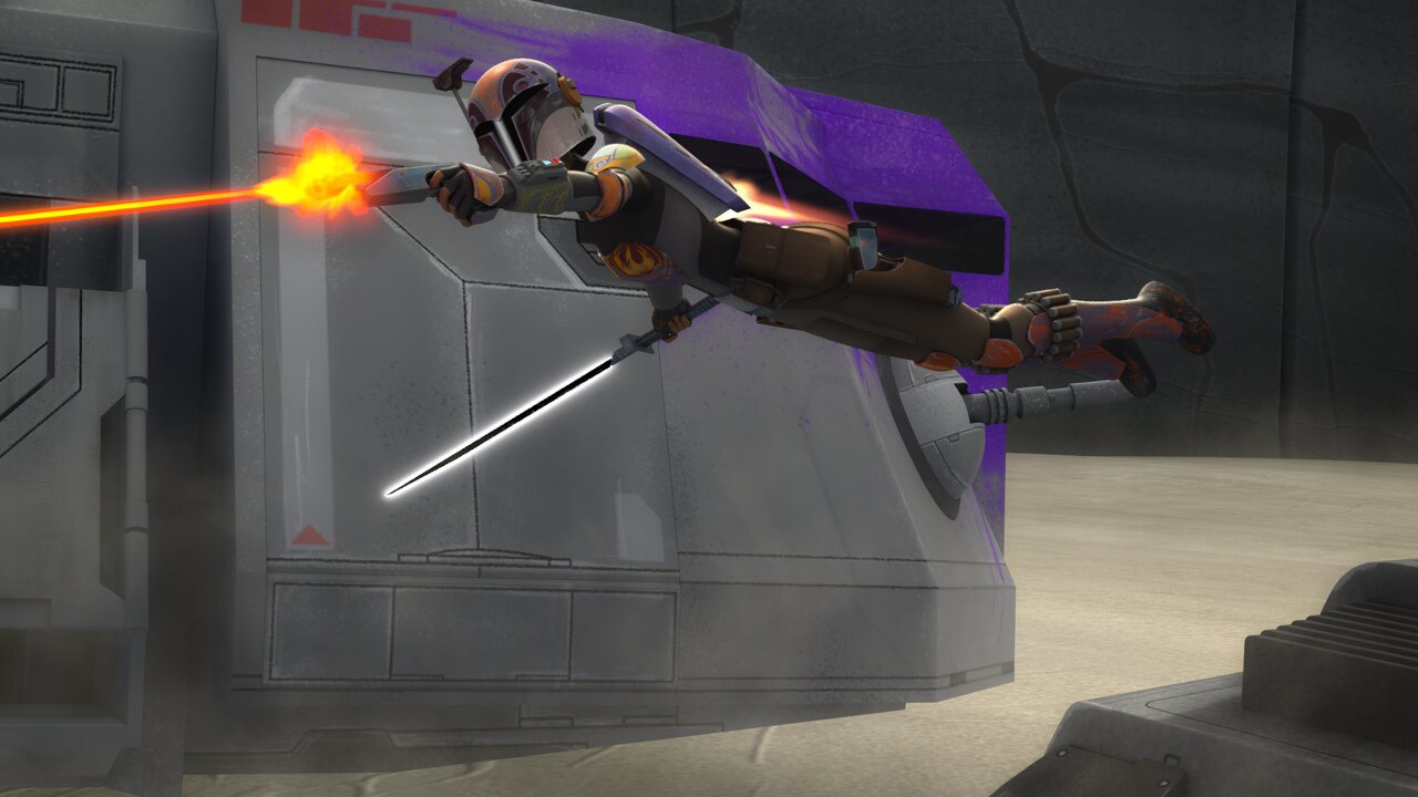 Once again, Sabine leads the attack. She marks the transport holding her father with a purple-pai...