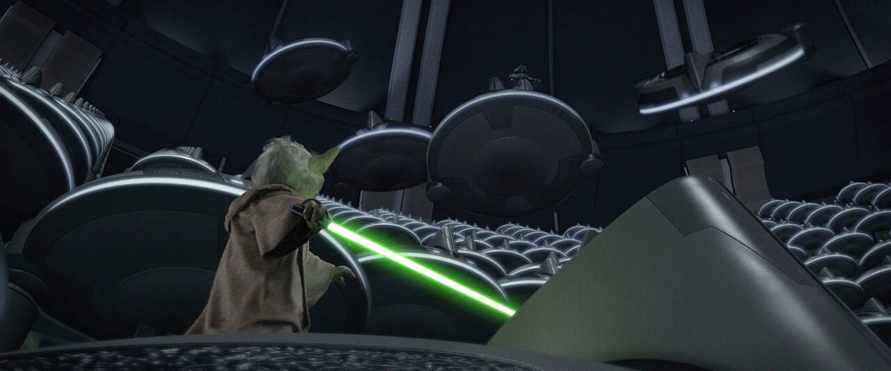 Yoda and Palpatine's duel.