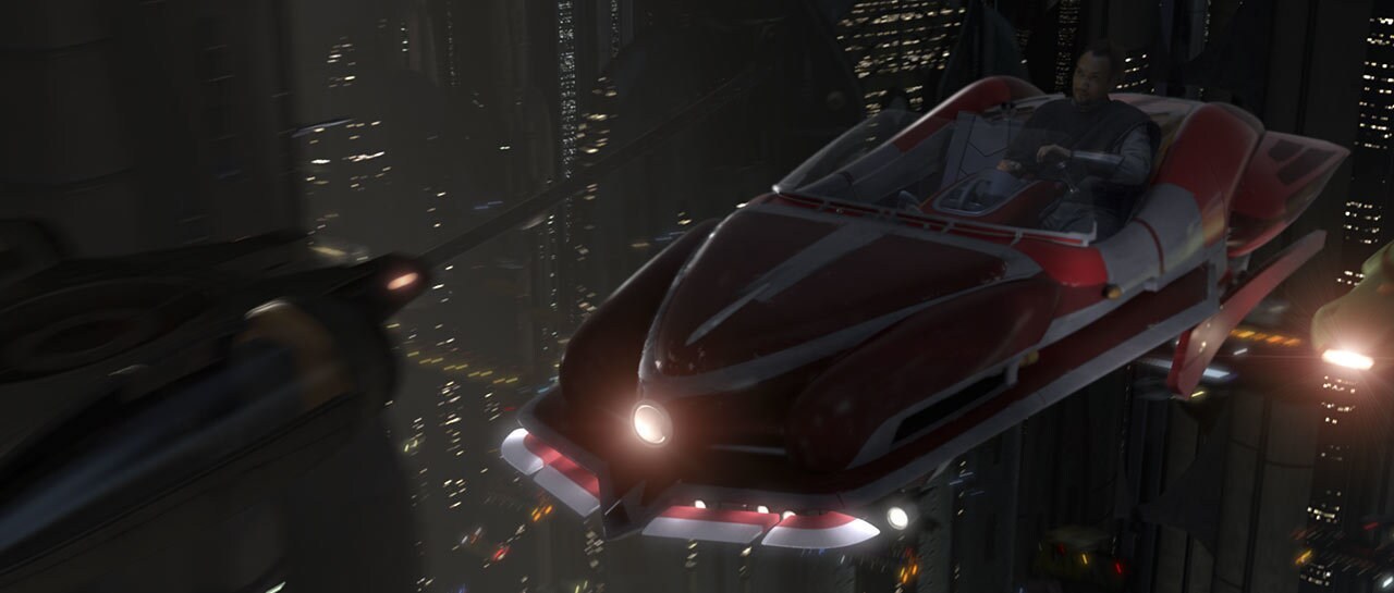 Bail Organa’s bright red, sleek speeder.