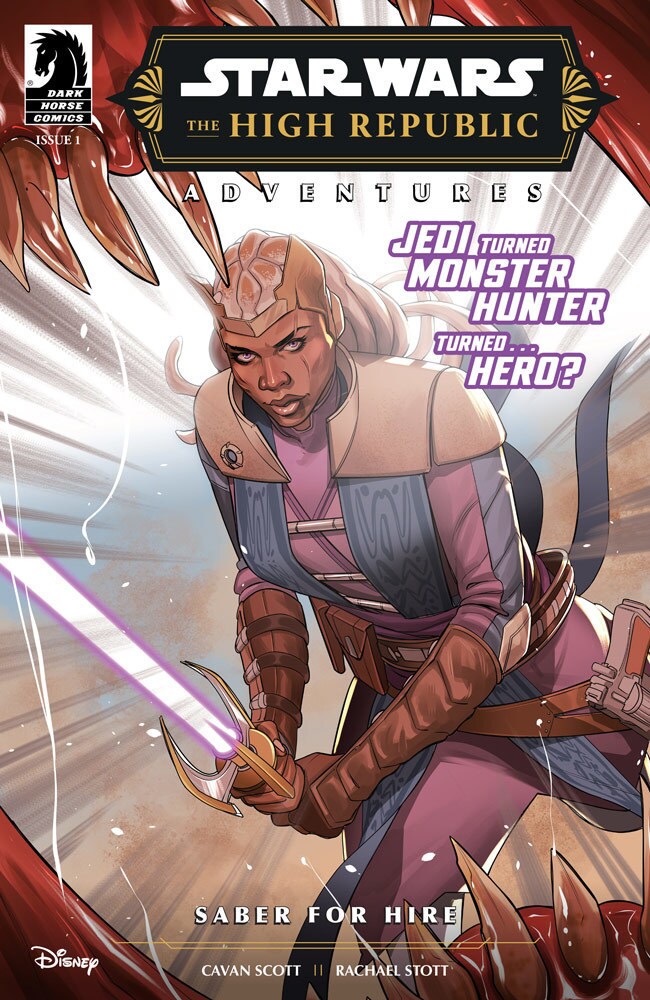 The cover of Star Wars: The High Republic Adventures - Saber for Hire featuring Ty Yorrick with lightsaber ignited.