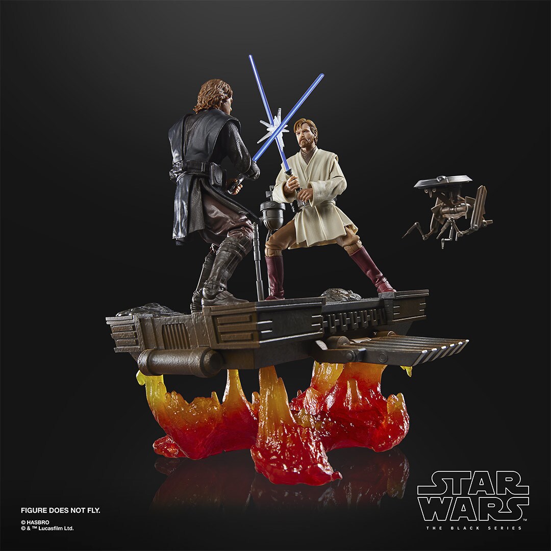 2025 San Diego Comic-Con exclusive, Anakin Skywalker and Obi-Wan Kenobi clash sabers above the fiery lava of Mustafar.