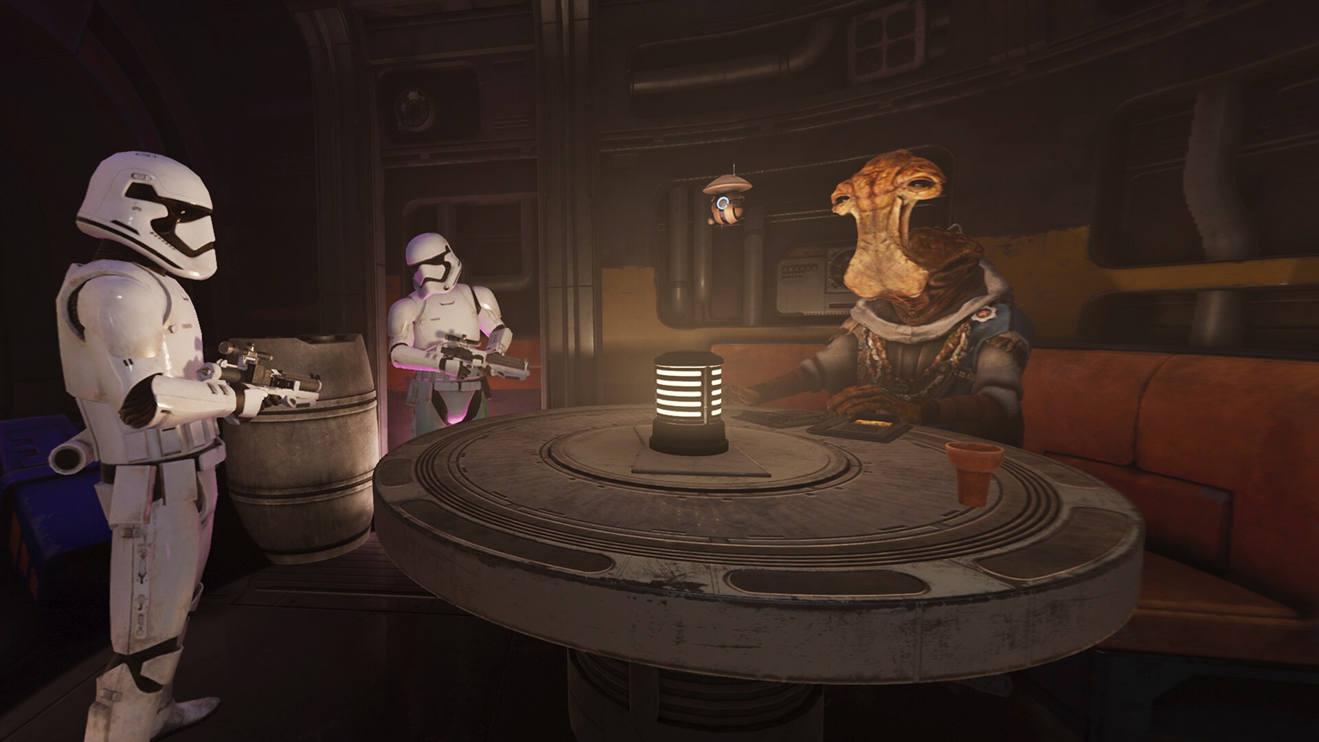 Screenshot from Star Wars: Tales from the Galaxy’s Edge – Enhanced Edition featuring Dok-Ondar an...