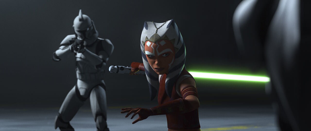 Anakin takes it upon himself to train his Padawan in the ways of self-defense against a trained blaster.