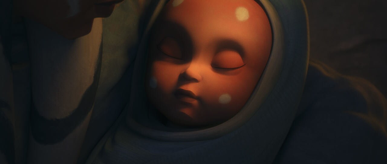 Ahsoka Tano being held after her birth