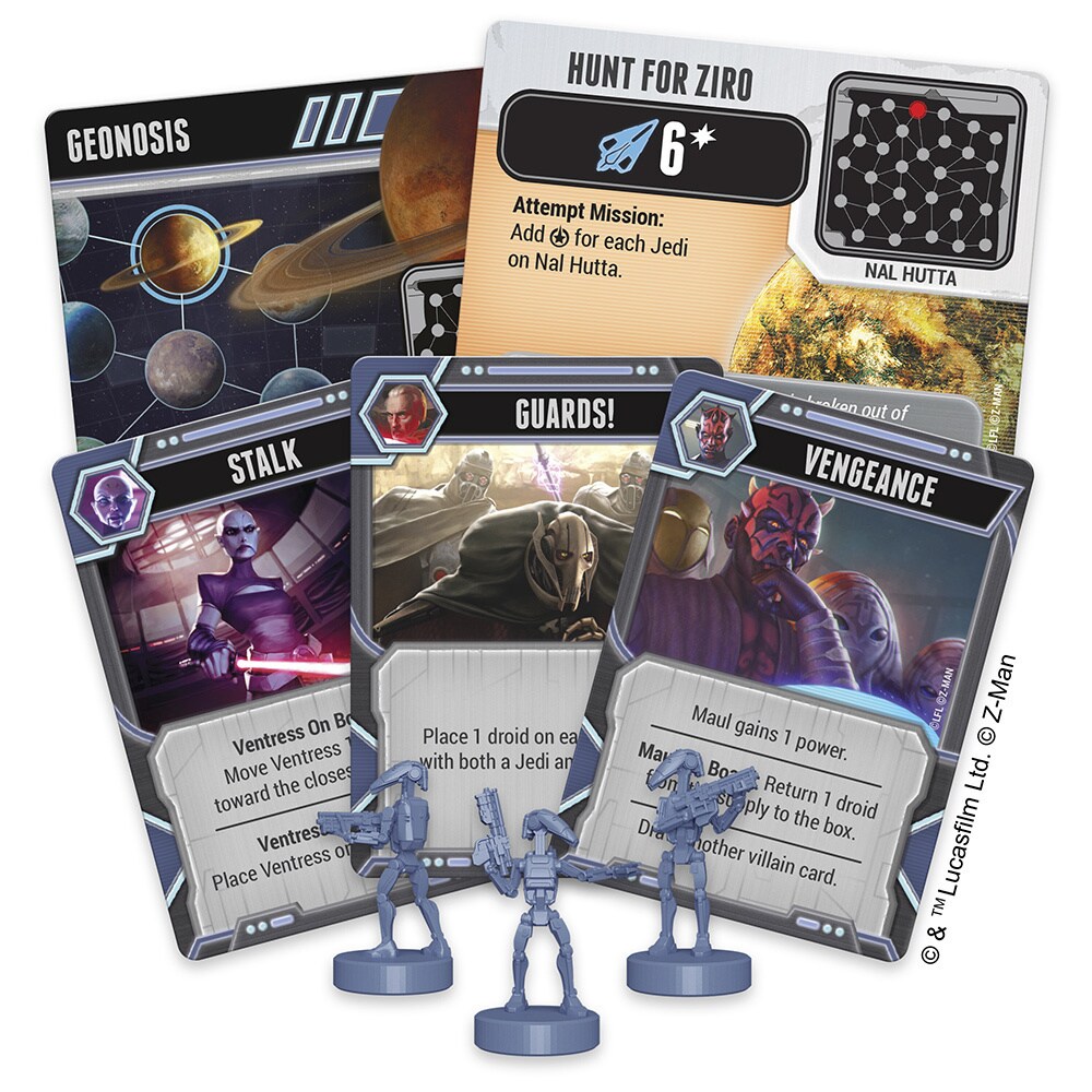 Star Wars The Clone Wars tabletop game board cards and figures