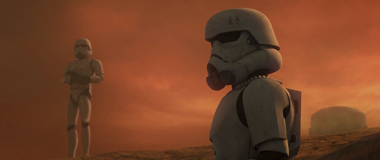 Two troopers look out in “The Solitary Clone”