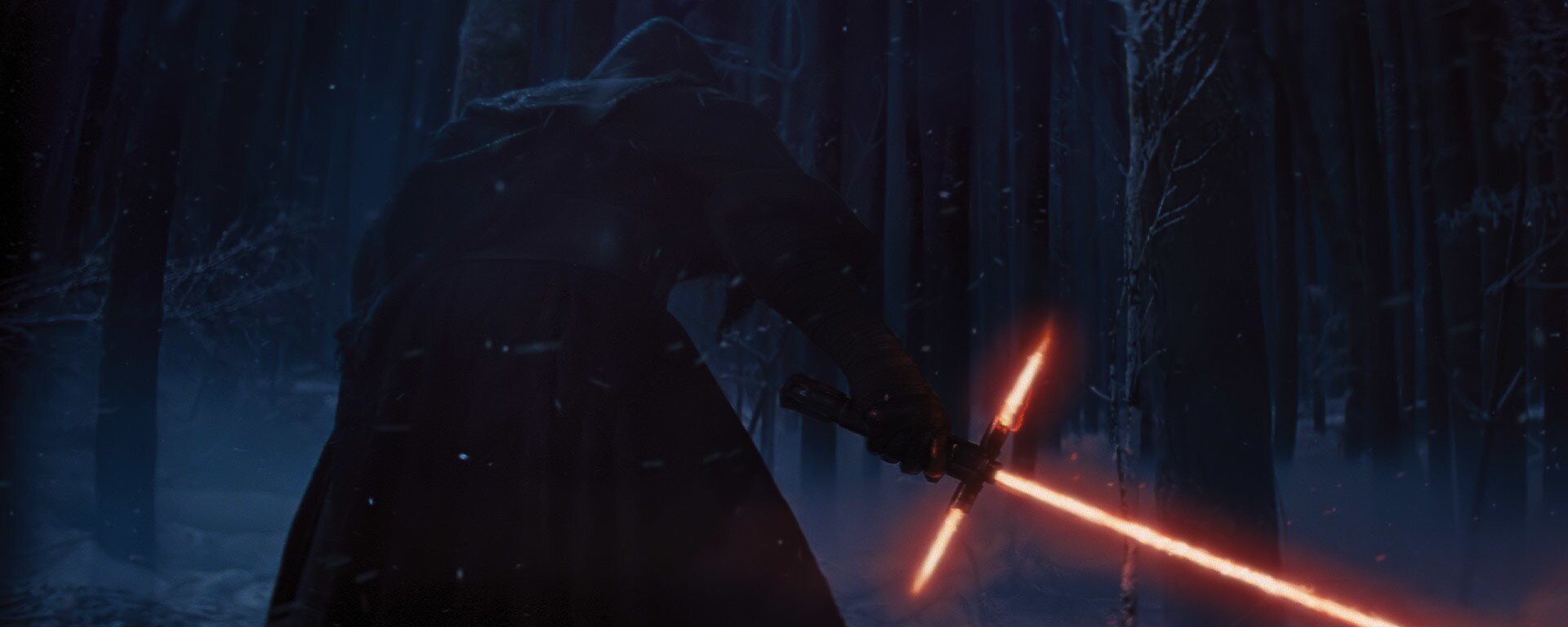 Kylo Ren in Starkiller Base's forest.