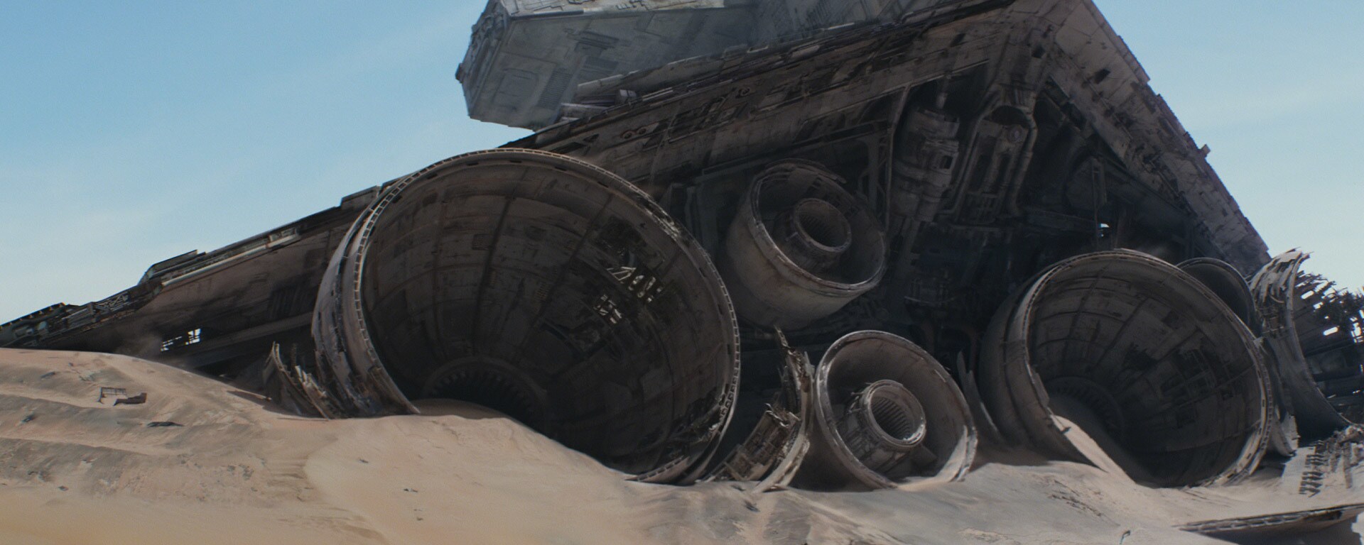 A Star Destroyer left to rot in the Jakku sun.