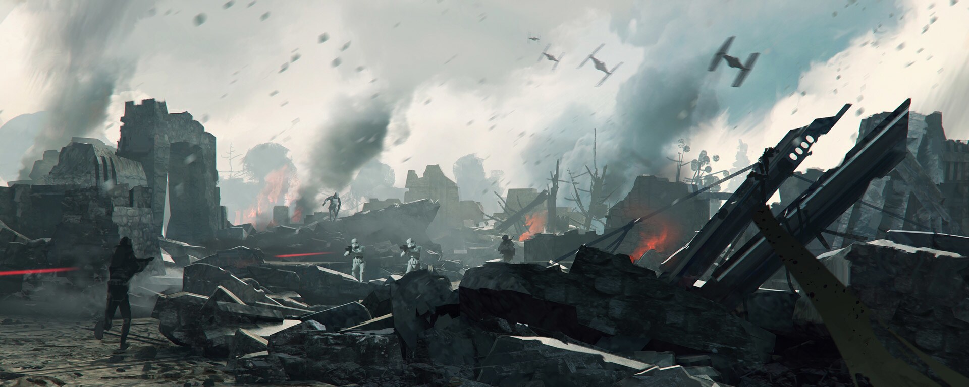 Takodana ruins concept art by Thom Tenery.