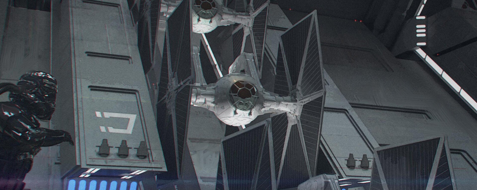 Poe Dameron and Finn's escape. Concept art by James Clyne.