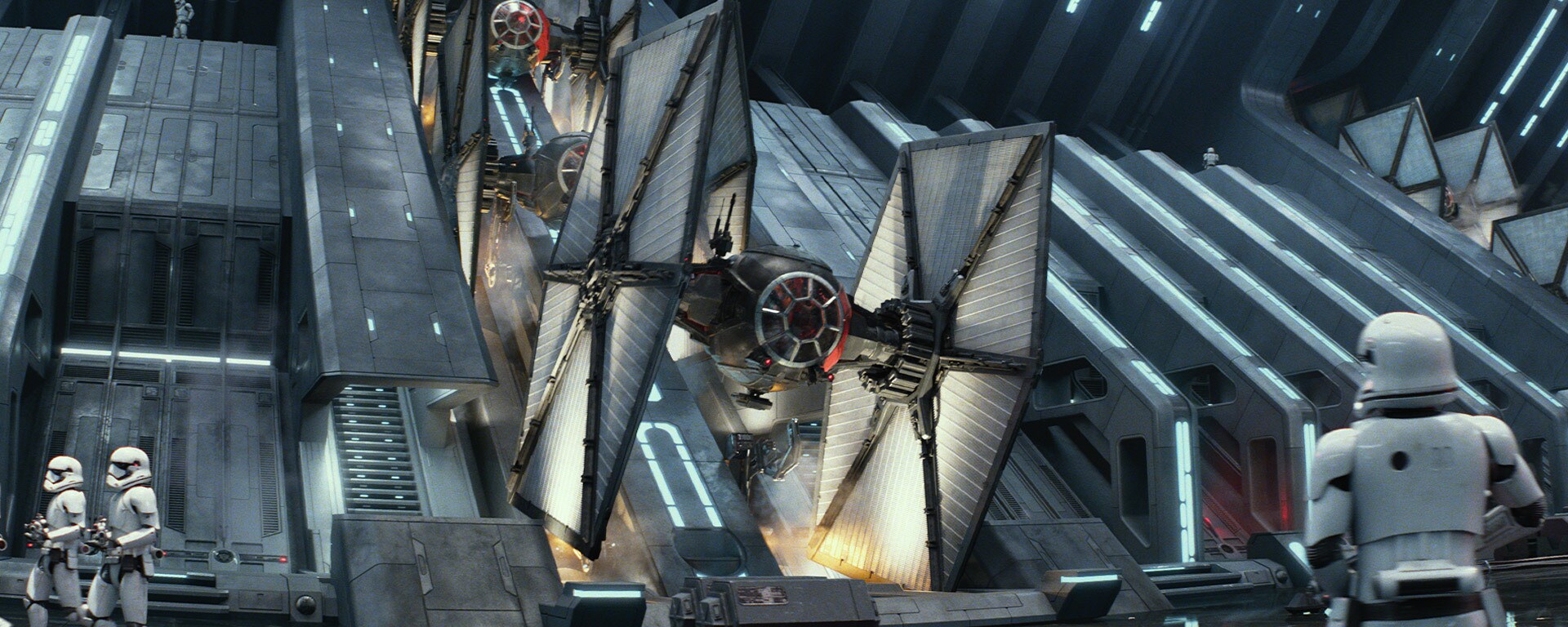 Poe Dameron (Oscar Isaac) and Finn (John Boyega) make a daring escape.