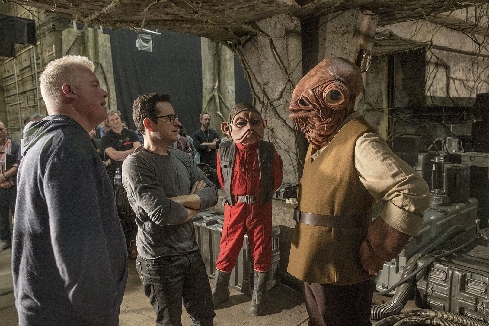 Creature Designer Neal Scanlan and Director J.J. Abrams on the set of Star Wars: The Force Awakens.