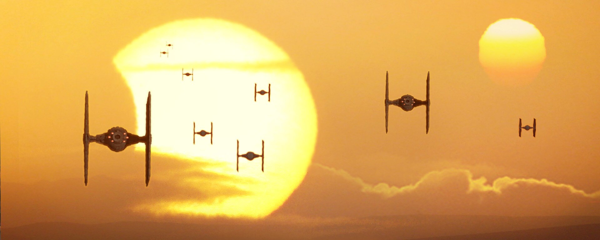 TIE Fighters against horizon concept art by Doug Chiang.