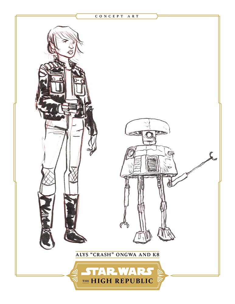 Alys “Crash” Ongwa and her droid K8 concept art