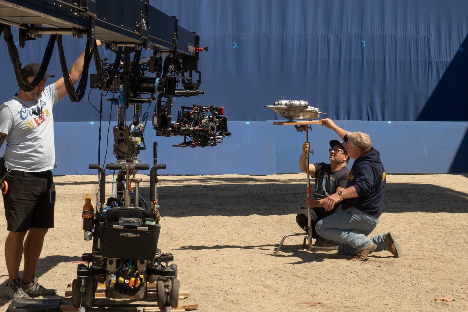 The Razor Crest model filmed on set.