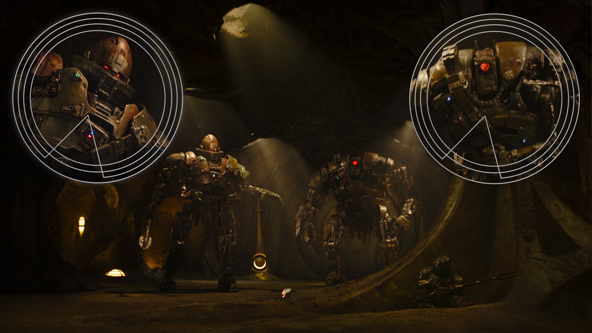 The giant droids guarding the Twins’ palace to life