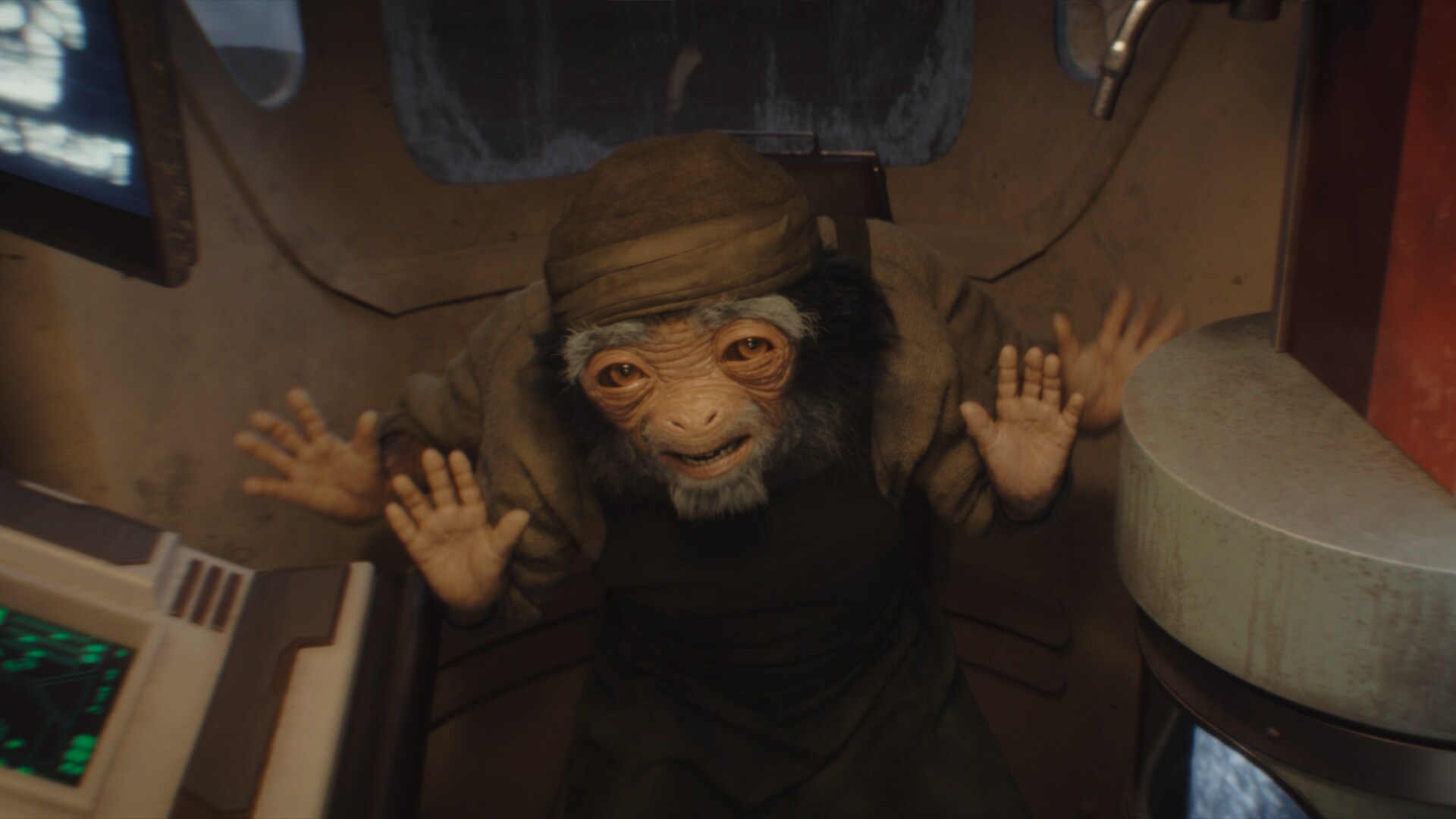 The radio in Hugo Durant’s snack shack quietly plays an uptempo guitar arrangement of the main theme from The Mandalorian