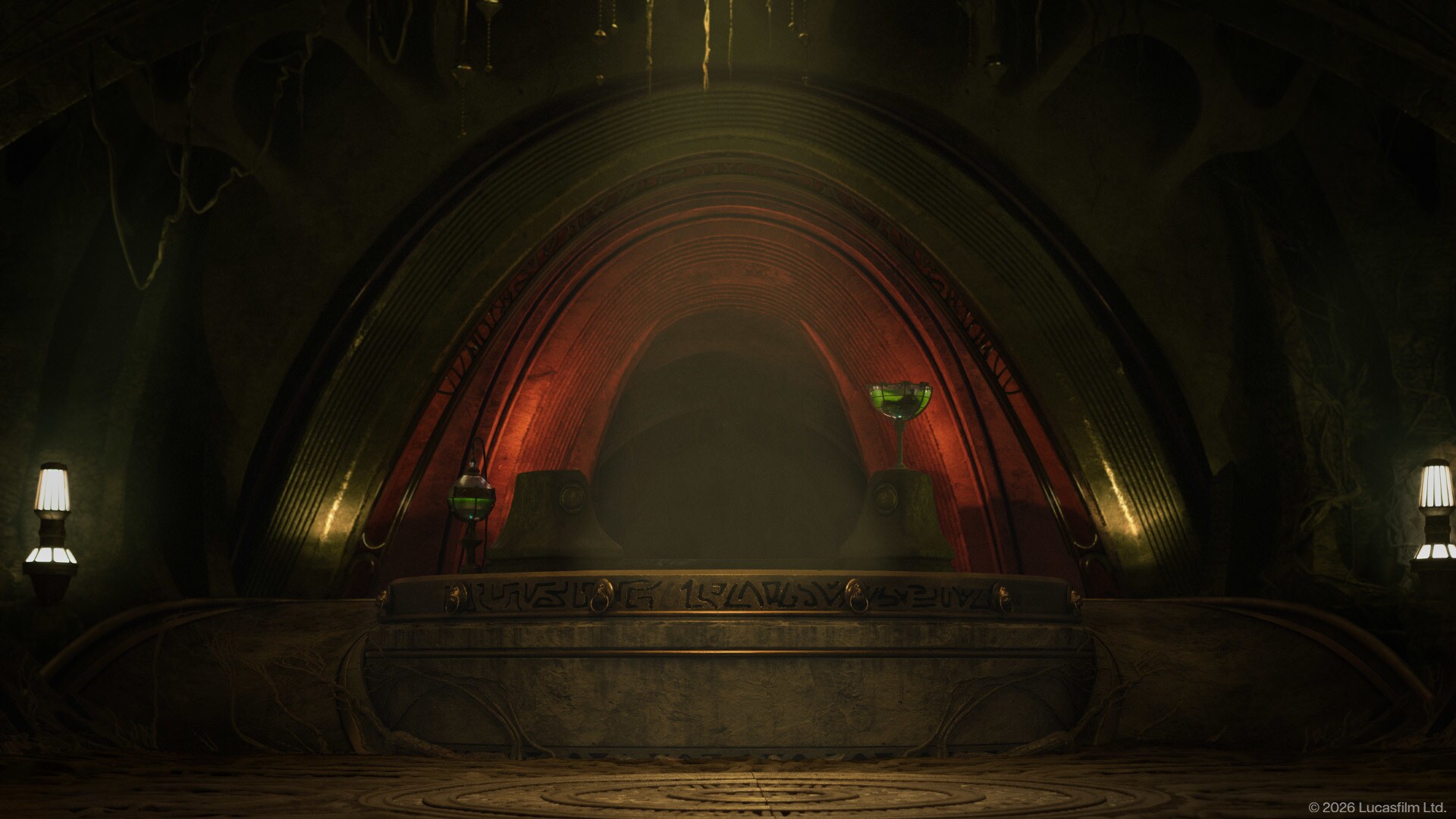 A throne in Star Wars: The Mandalorian and Grogu.