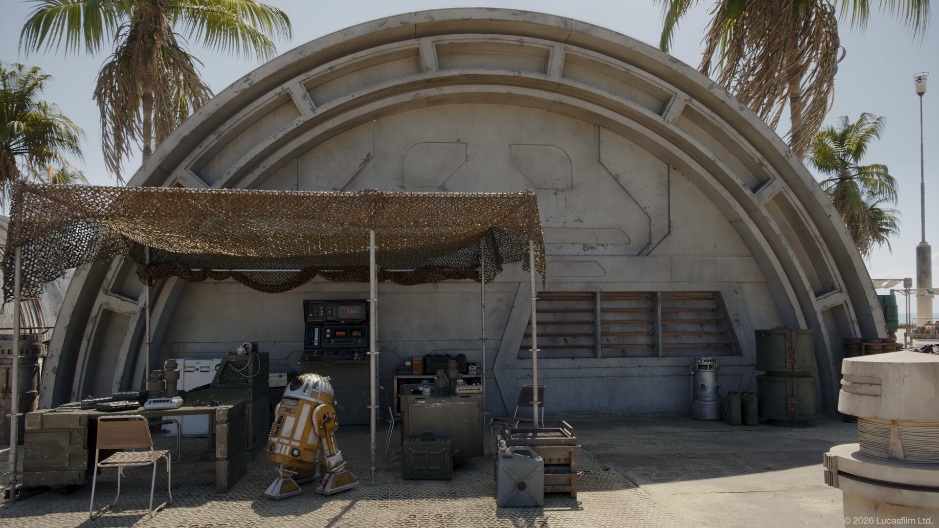 A hangar in Star Wars: The Mandalorian and Grogu