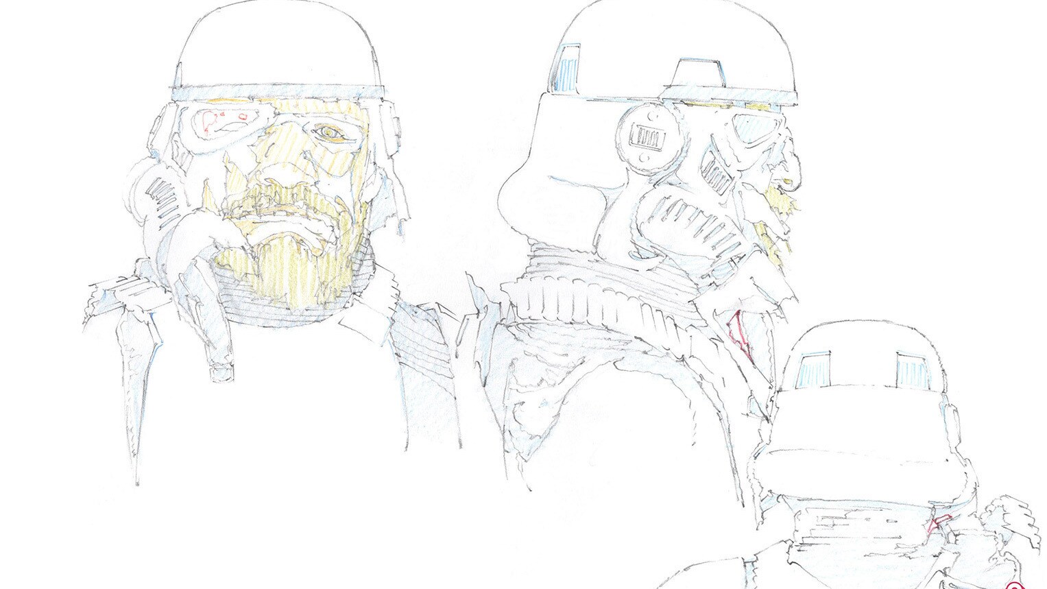 Stormtrooper helmet close up concept art by Shinya Ohira.