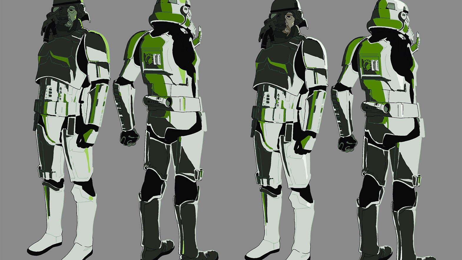 Green stormtrooper concept art by Shinya Ohira.