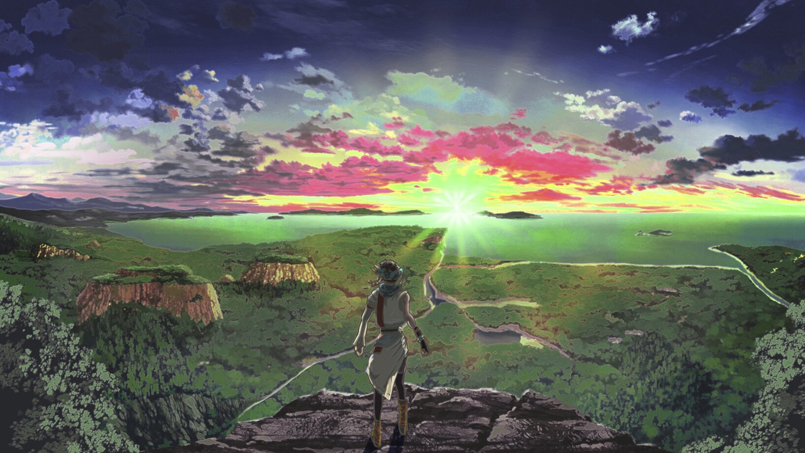 Landscape concept art by Satoshi Watanabe.