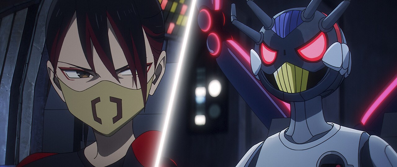 Sevn alongside her droid IV-A4.