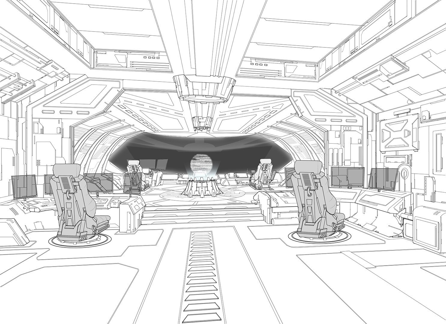 Civilian ship concept art by Ichiro Tatsuta.