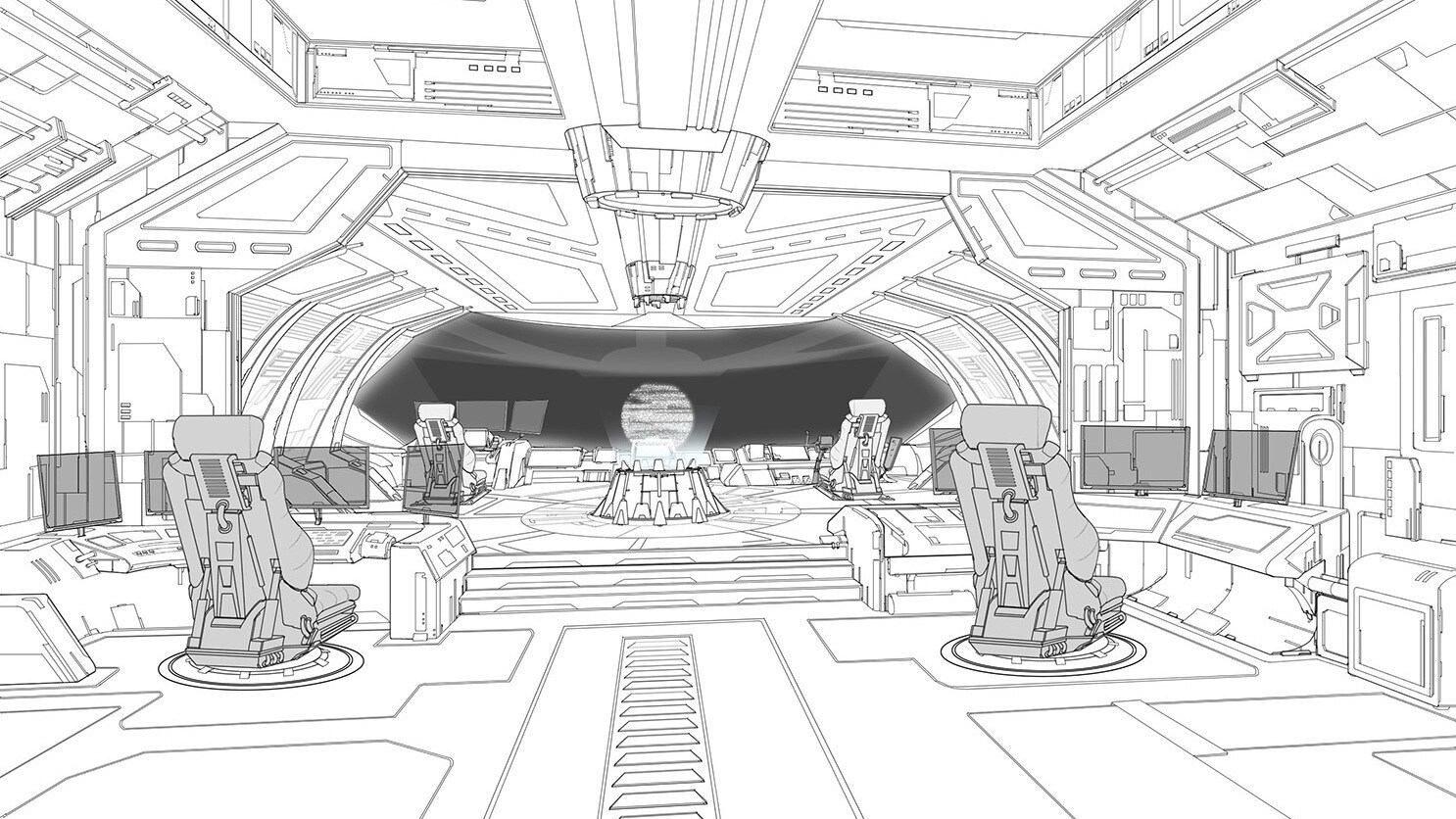 Civilian ship concept art by Ichiro Tatsuta.