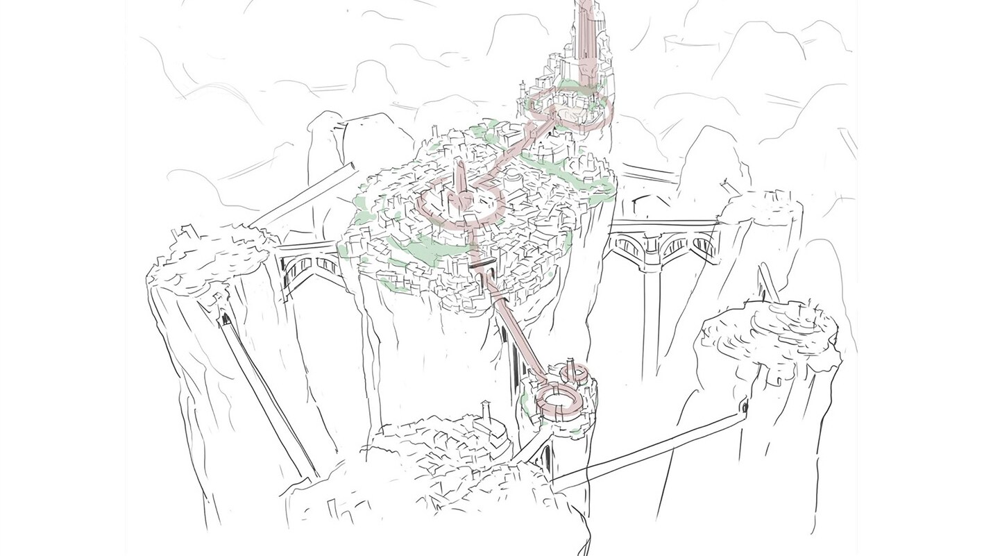 Zenarita streets concept art by Zhou Yuxi.